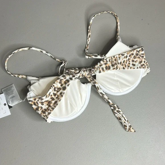 O'Neill Leo Seville Bikini Swimsuit Top Leopard Underwire Tie Back Sz Large NWT - Picture 3 of 4